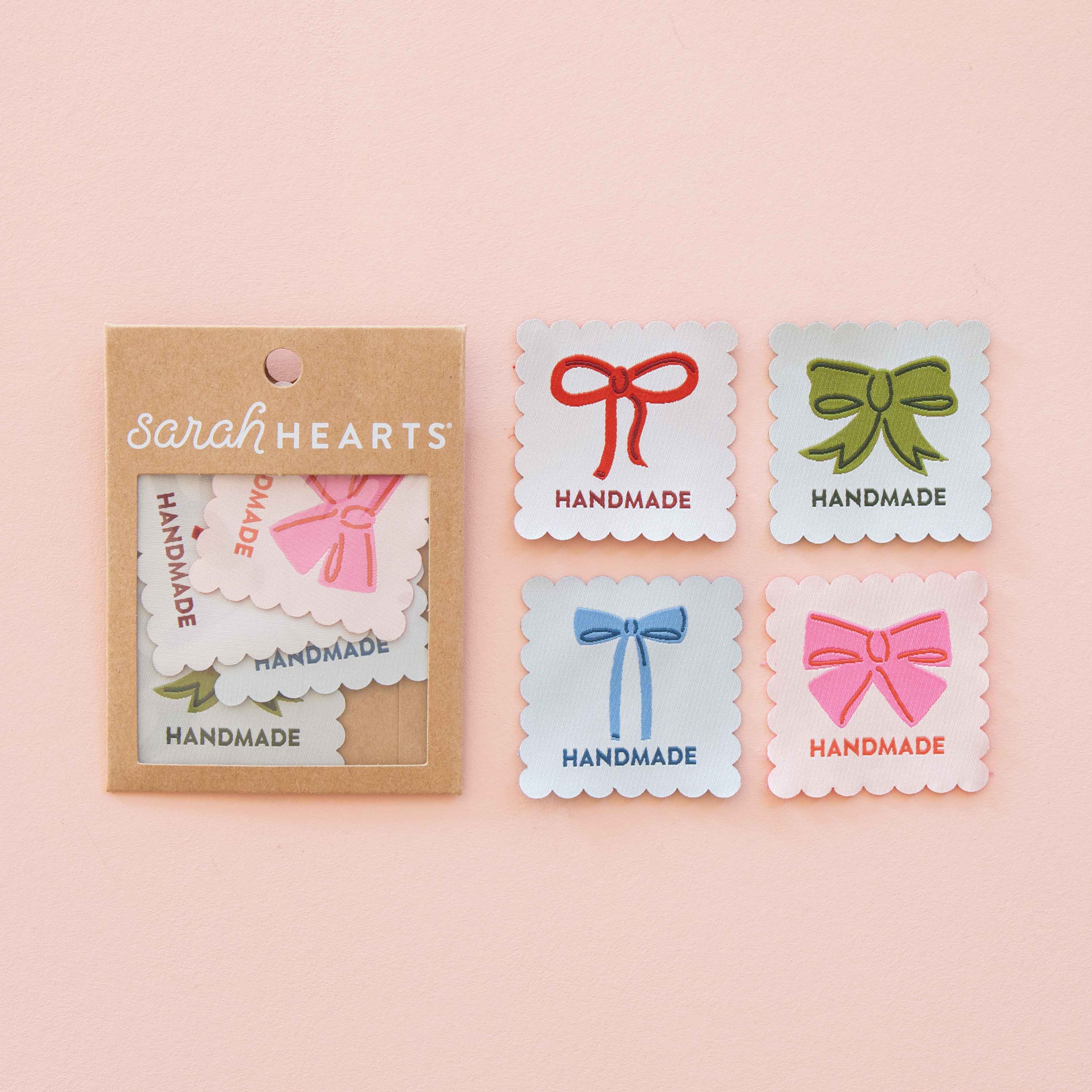 BOWS MULTIPACK Large Woven Labels By Sarah Hearts | Blackbird Fabrics