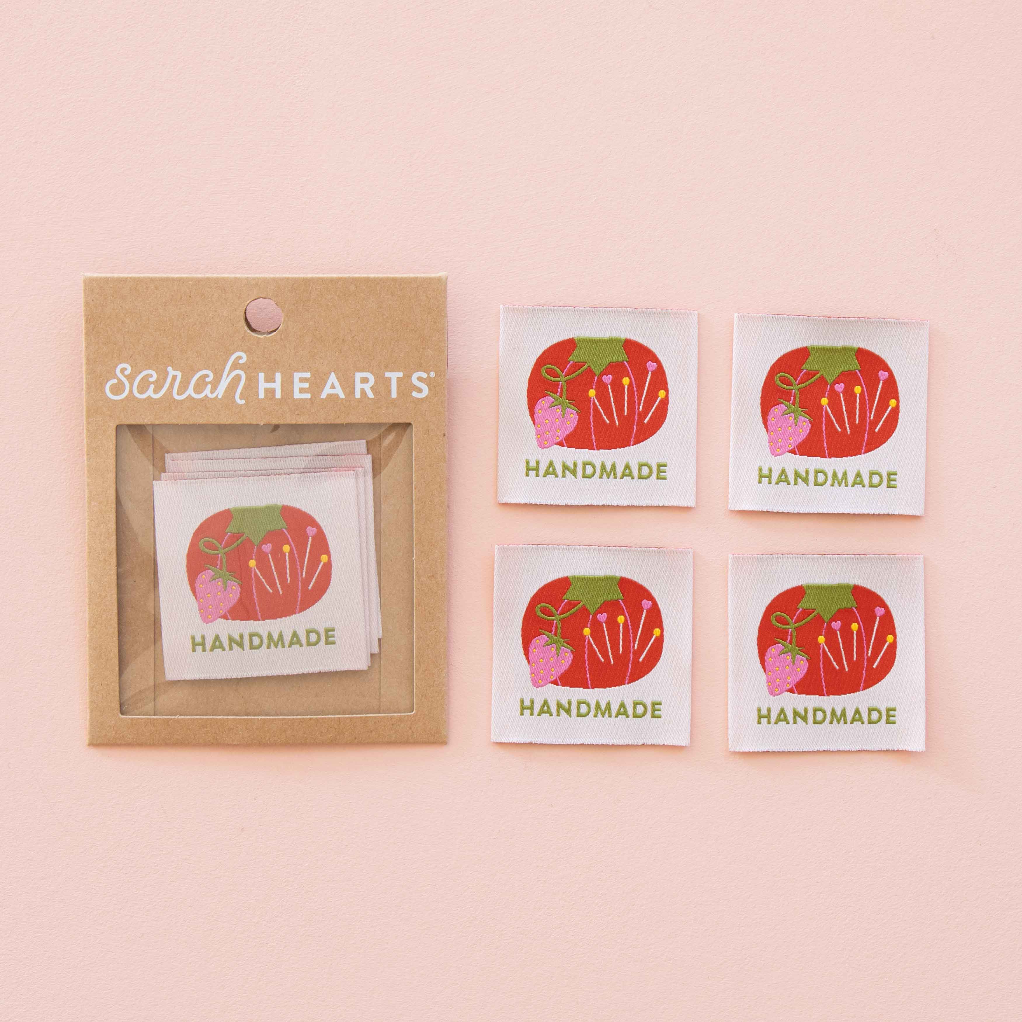 TOMATO PIN CUSHION HANDMADE Large Woven Labels By Sarah Hearts | Blackbird Fabrics