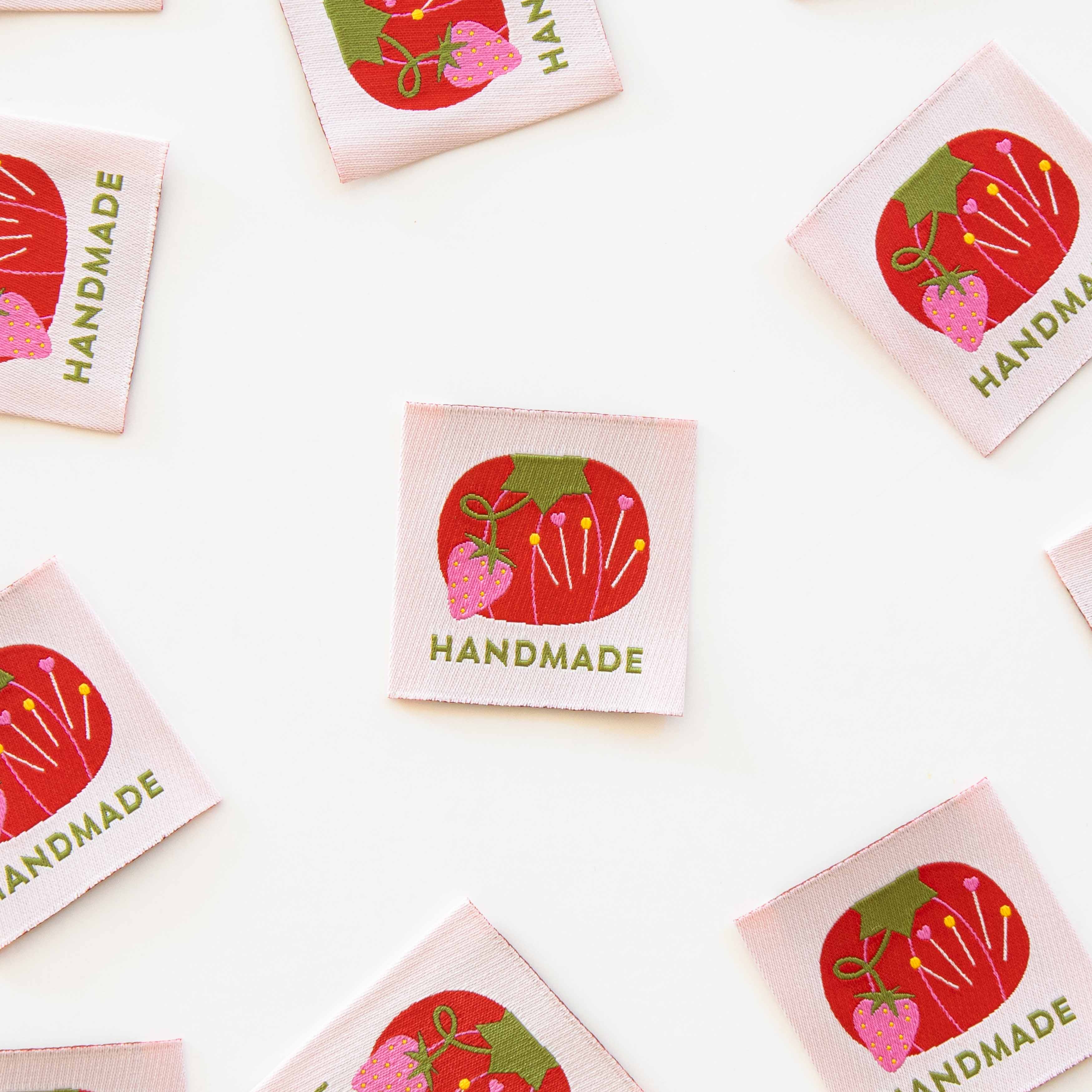 TOMATO PIN CUSHION HANDMADE Large Woven Labels By Sarah Hearts | Blackbird Fabrics