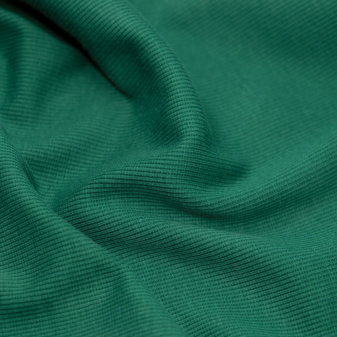 Laidback Organic Cotton Ribbing - Emerald | Blackbird Fabrics