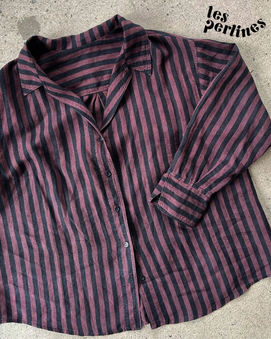 Wide Stripe Soft Washed Linen - Rum Raisin