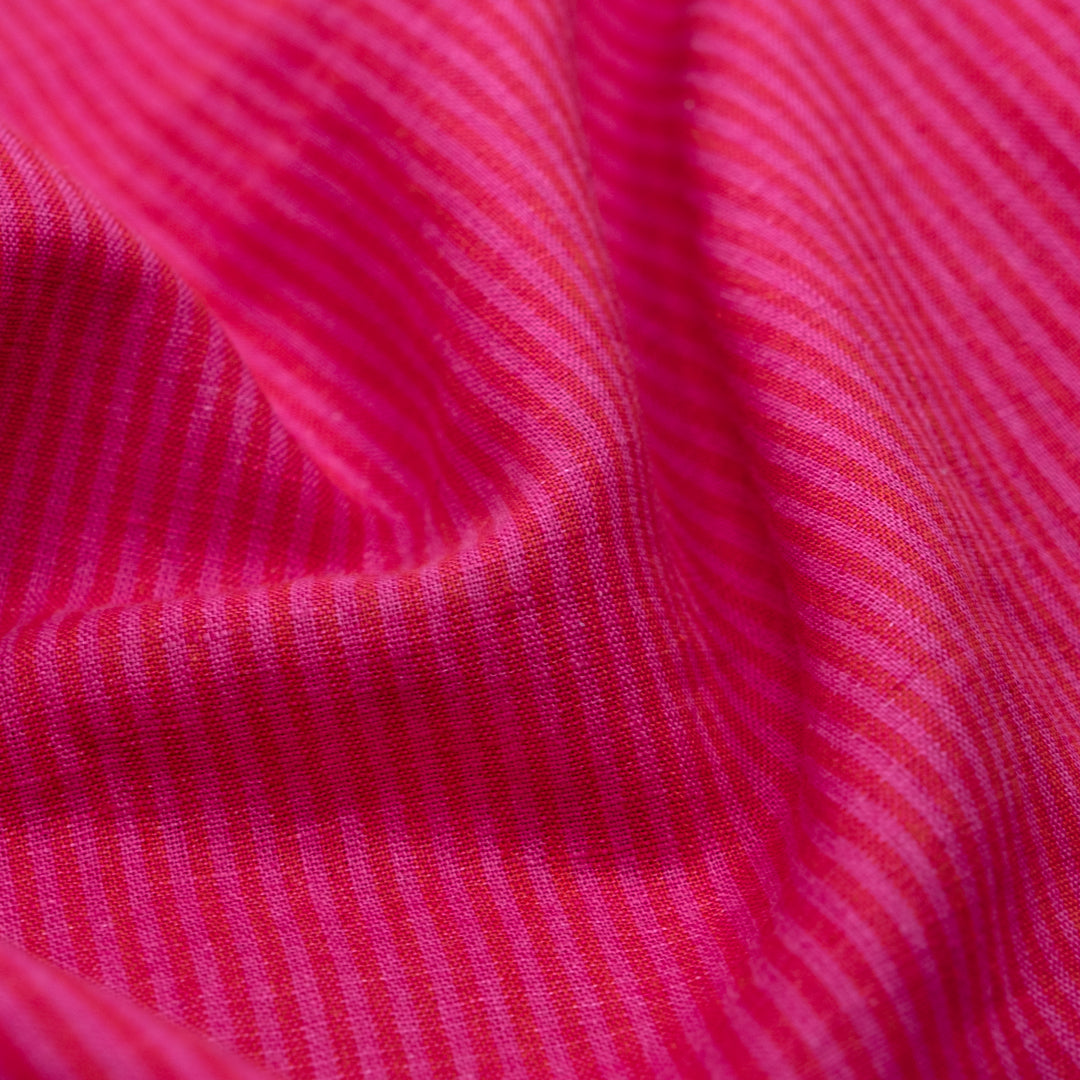 Lollipop Stripe Yarn Dyed Linen Cotton - Raspberry/Magenta Rose | Blackbird Fabrics