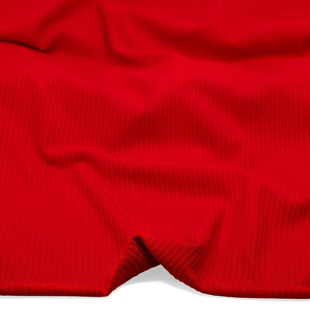 Medium Weight Bamboo Rib Knit - Fire Red | Blackbird Fabrics