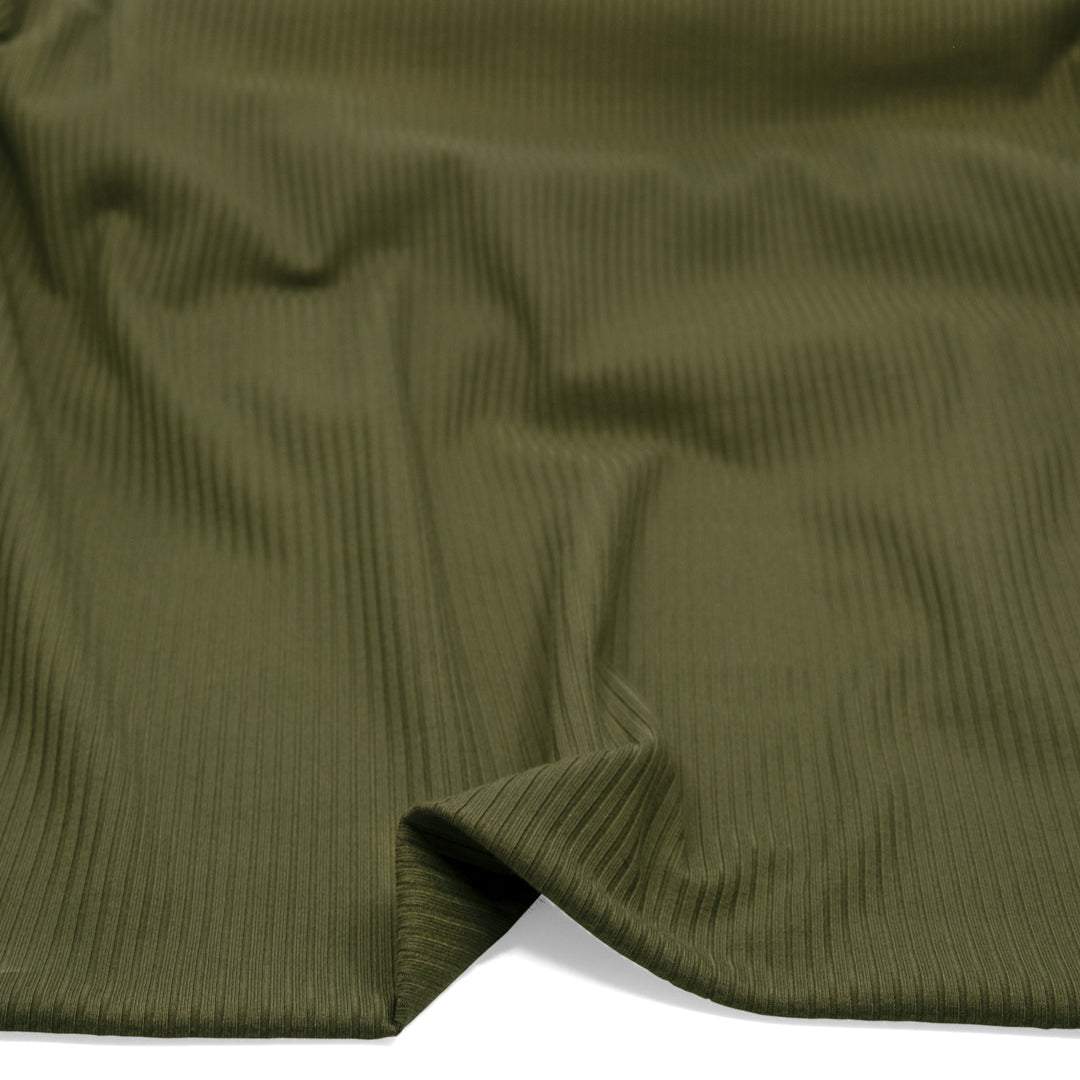 Medium Weight Bamboo Rib Knit - Light Olive | Blackbird Fabrics