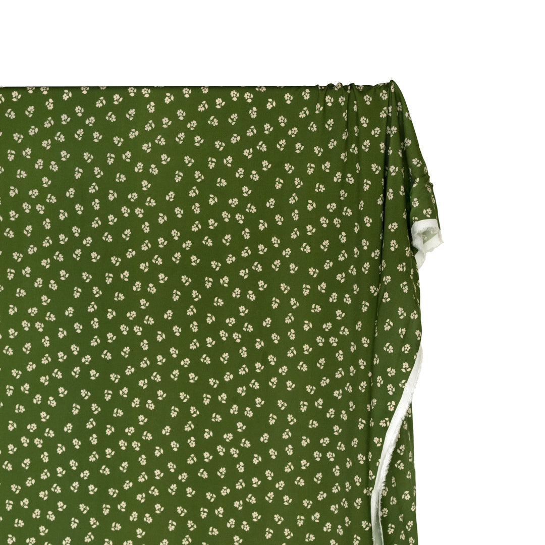 Perfect Posy Printed Viscose Challis - Chive | Blackbird Fabrics