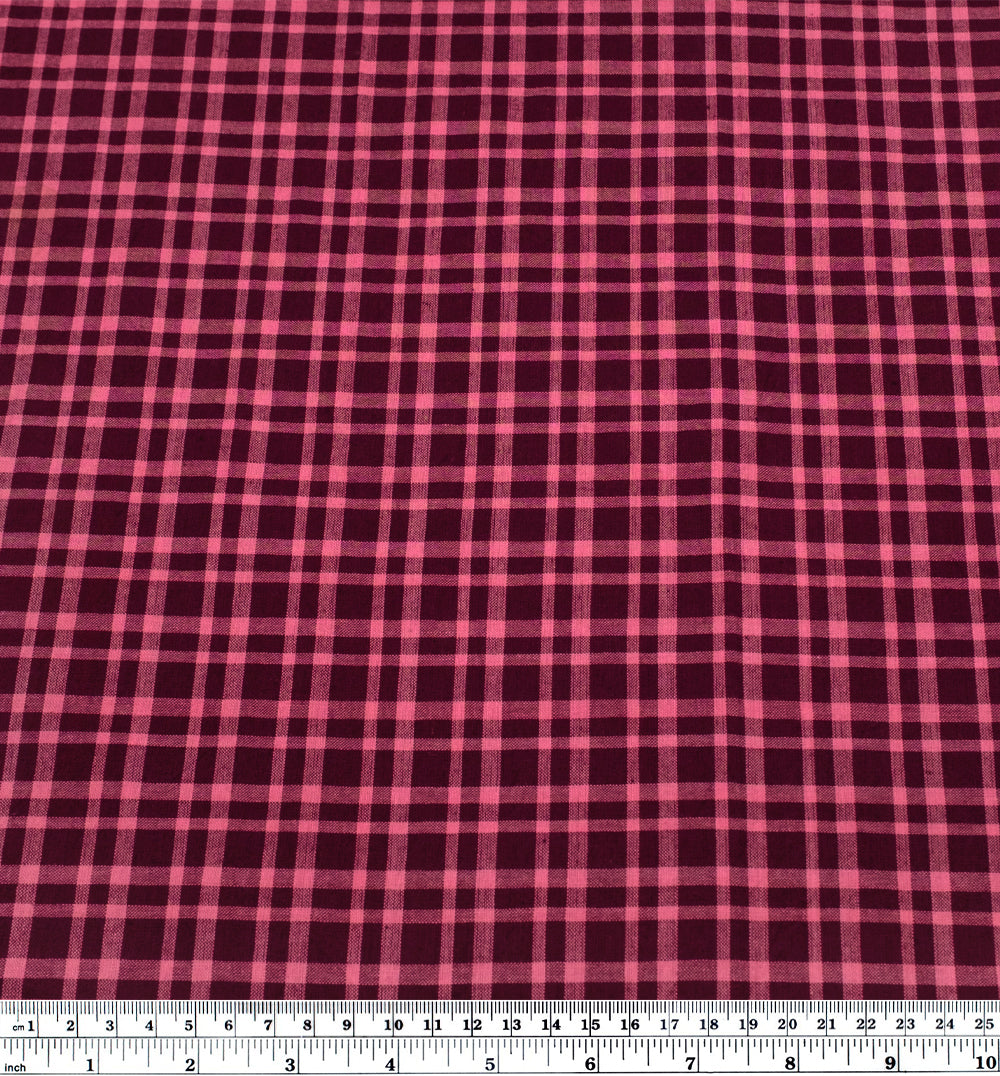 Plaid Handwoven Cotton - Port/Taffy | Blackbird Fabrics