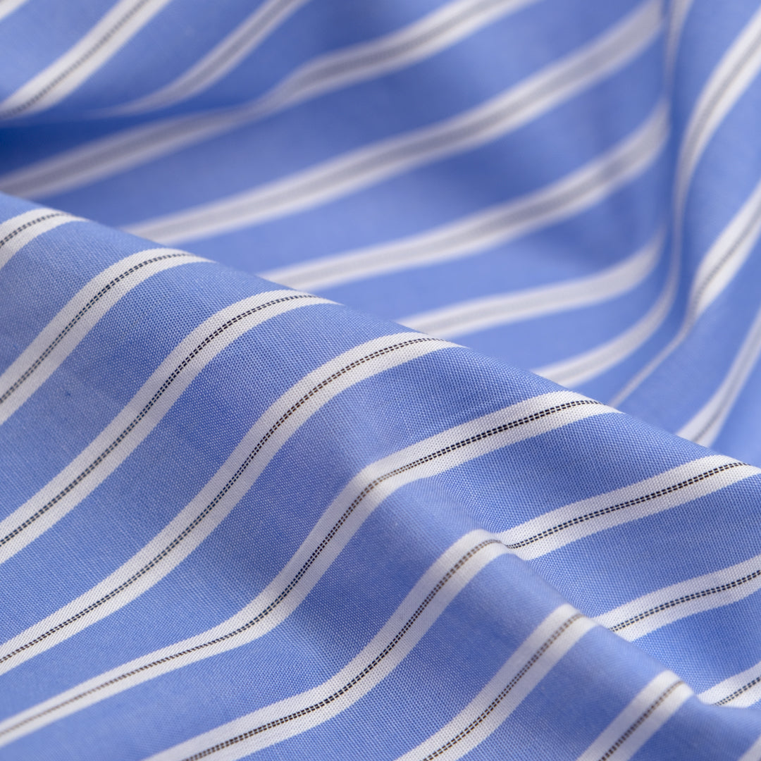 Route Stripe Cotton Shirting - Cornflower | Blackbird Fabrics