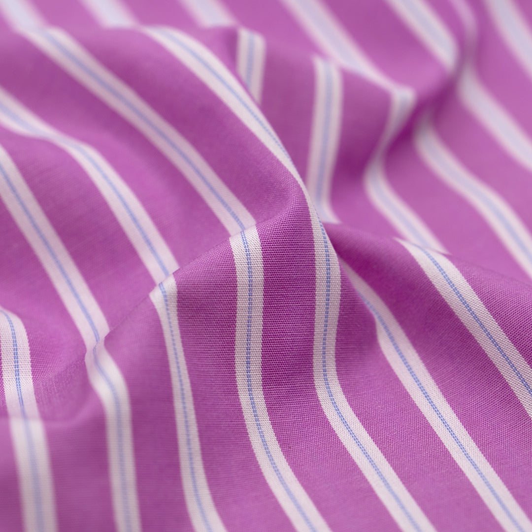 Route Stripe Cotton Shirting - Dahlia | Blackbird Fabrics