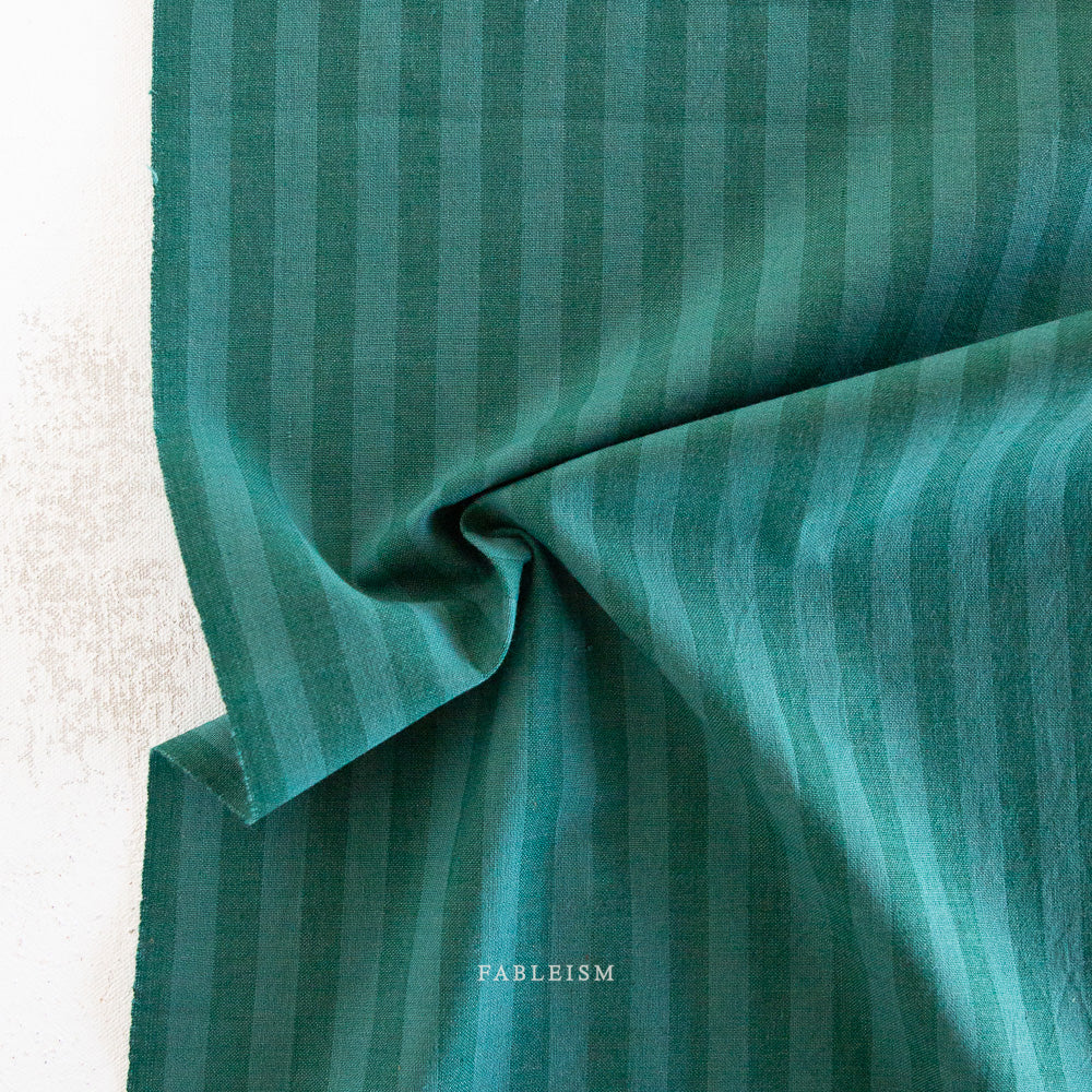 Fableism - Sun Stripe Cotton - Bottle Green | Blackbird Fabrics