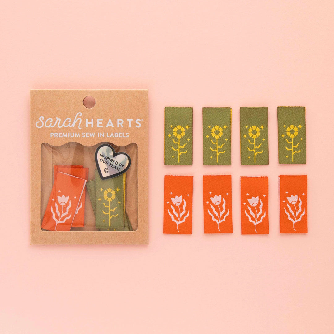 FLORAL DESIGN MULTIPACK Woven Labels By Sarah Hearts | Blackbird Fabrics