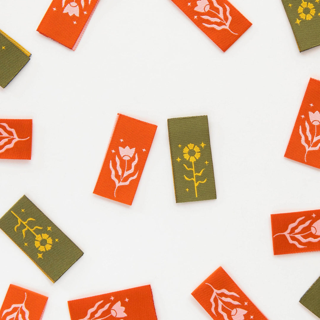 FLORAL DESIGN MULTIPACK Woven Labels By Sarah Hearts | Blackbird Fabrics