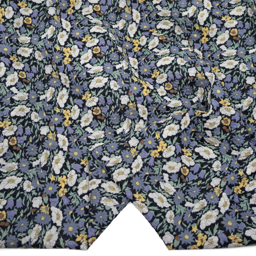 Secret Garden Crinkle Cotton - Midnight Blue/Bluestone | Blackbird Fabrics