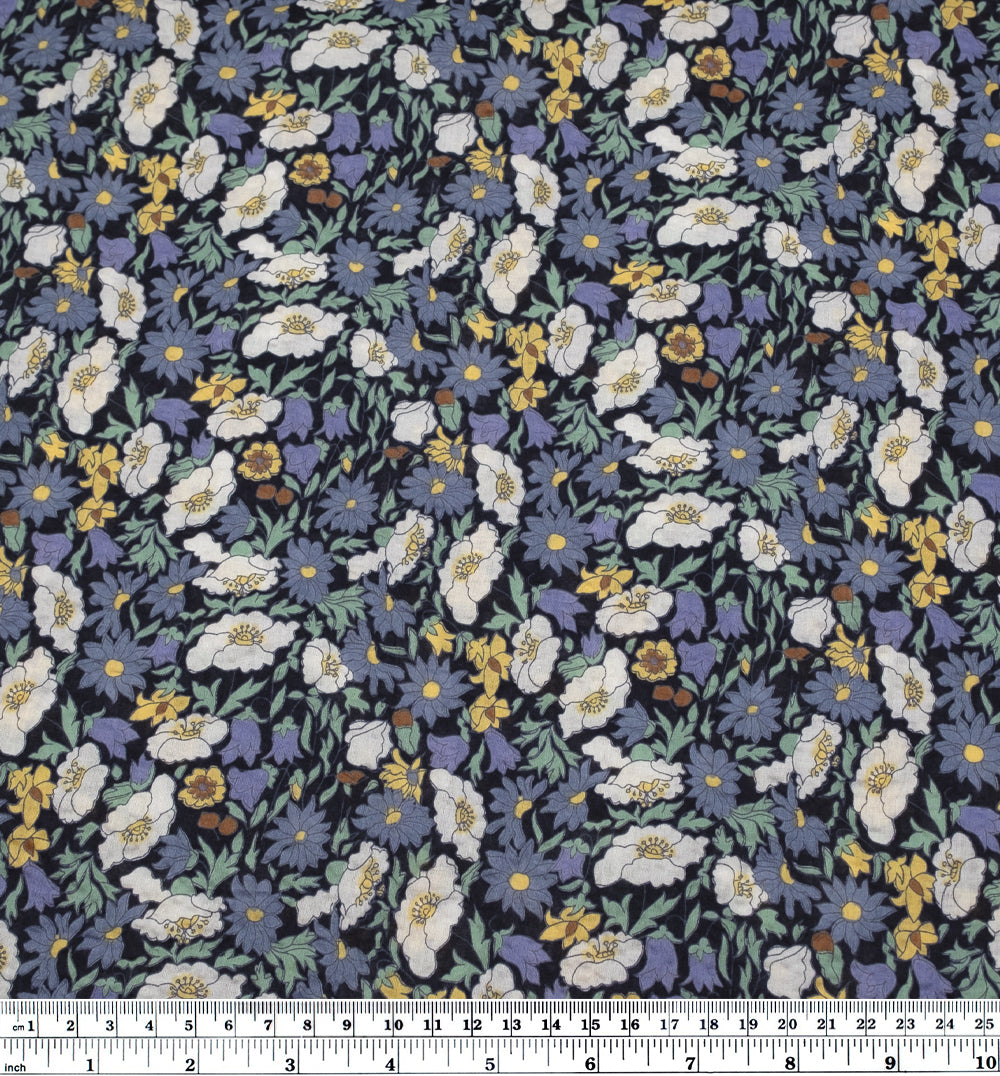 Secret Garden Crinkle Cotton - Midnight Blue/Bluestone | Blackbird Fabrics