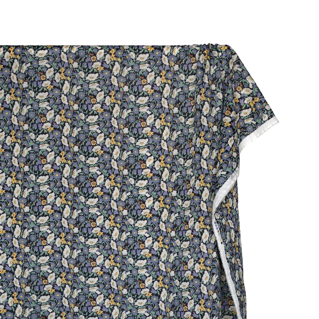 Secret Garden Crinkle Cotton - Midnight Blue/Bluestone | Blackbird Fabrics