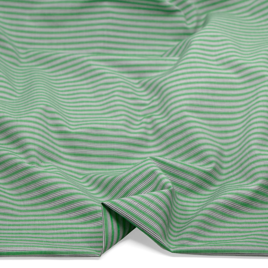 Sweet Shop Stripe Cotton Shirting - Leaf Green