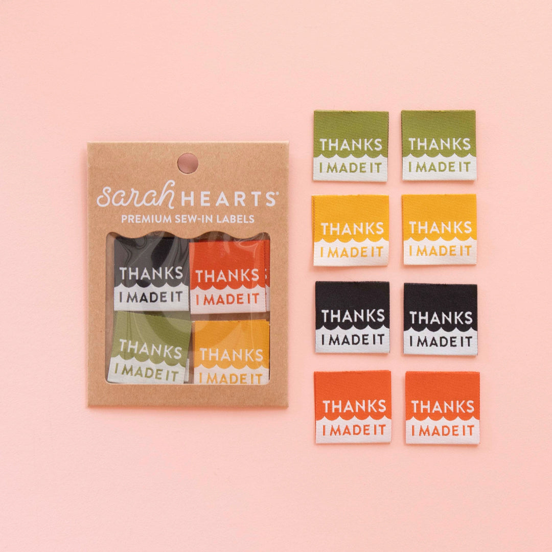 THANKS I MADE IT MULTIPACK Woven Labels By Sara Hearts | Blackbird Fabrics