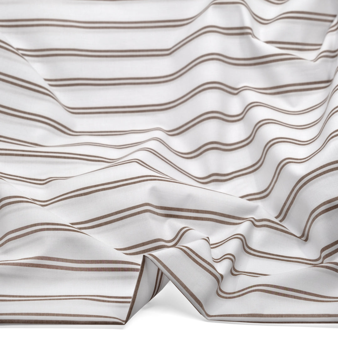Tandem Stripe Cotton Shirting - Chocolate | Blackbird Fabrics