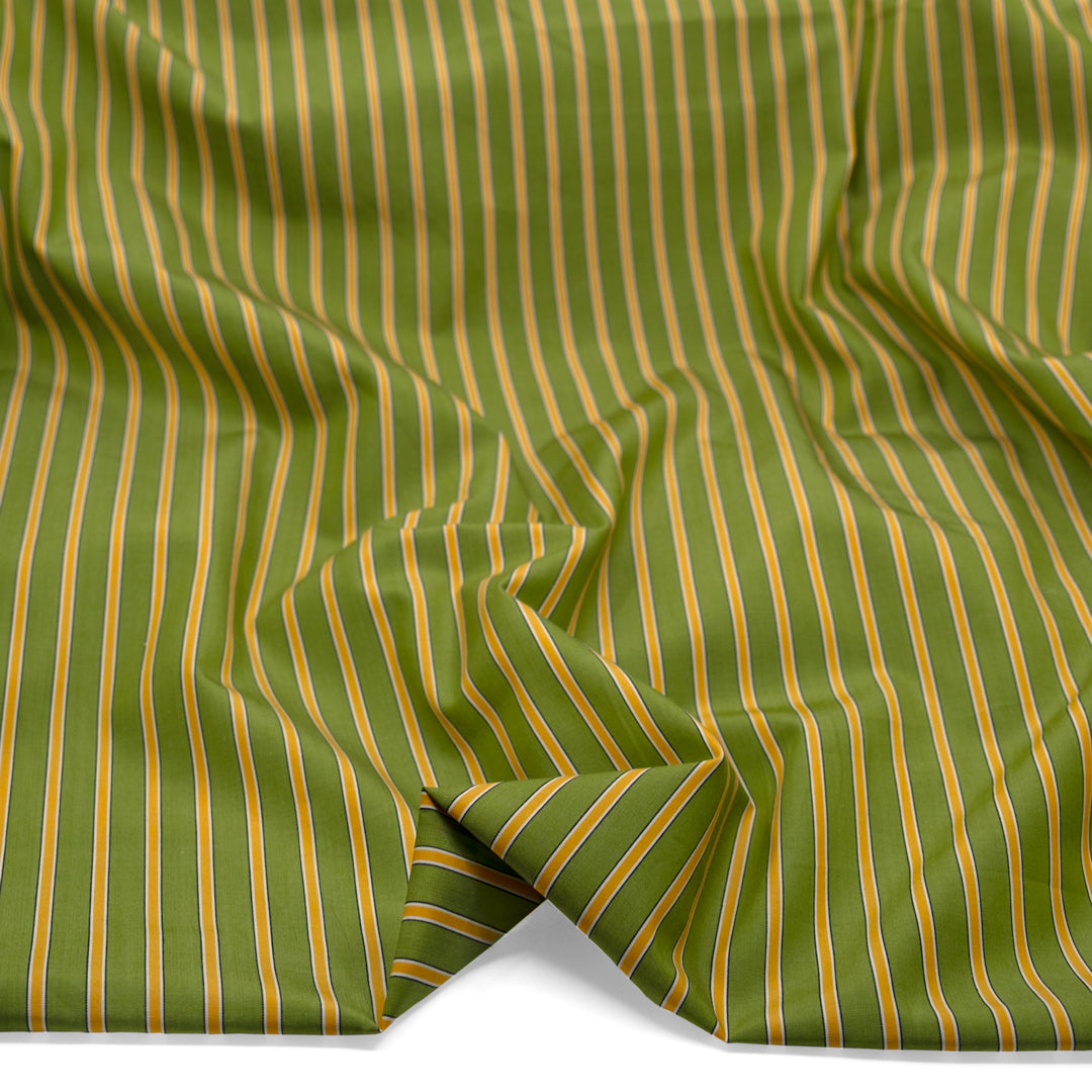 Teddy Stripe Cotton Shirting - Pickle/Marigold | Blackbird Fabrics