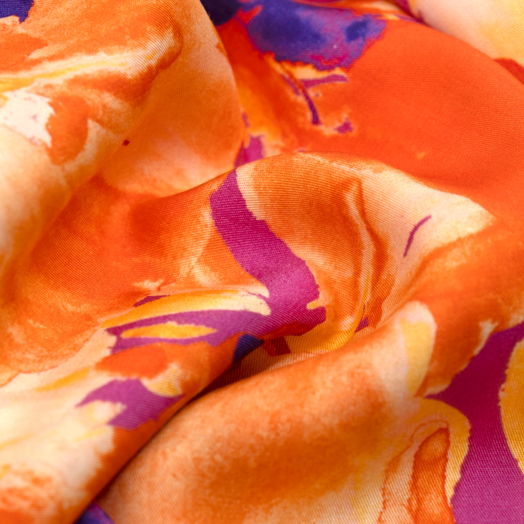 Thermal Tropics TENCEL™ Lyocell Twill - Tangerine/Multi | Blackbird Fabrics