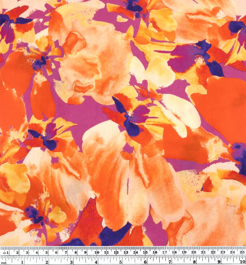 Thermal Tropics TENCEL™ Lyocell Twill - Tangerine/Multi | Blackbird Fabrics