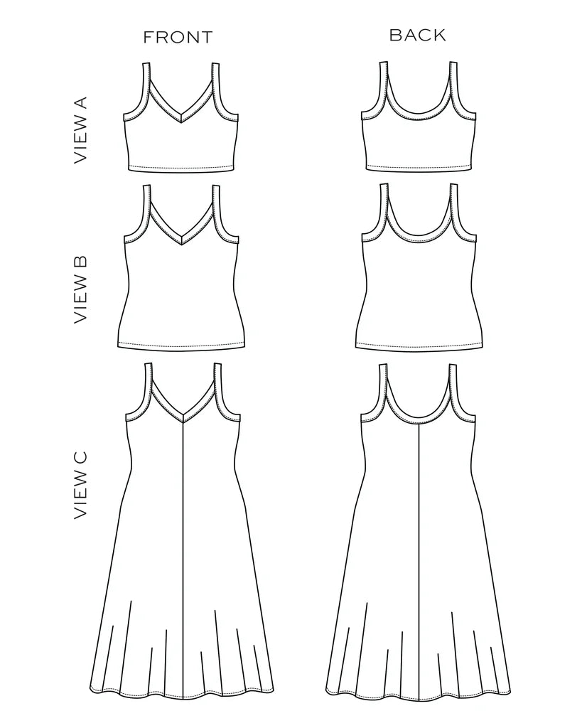 Zoey Tank & Dress - True Bias, Size 14-32 | Blackbird Fabrics