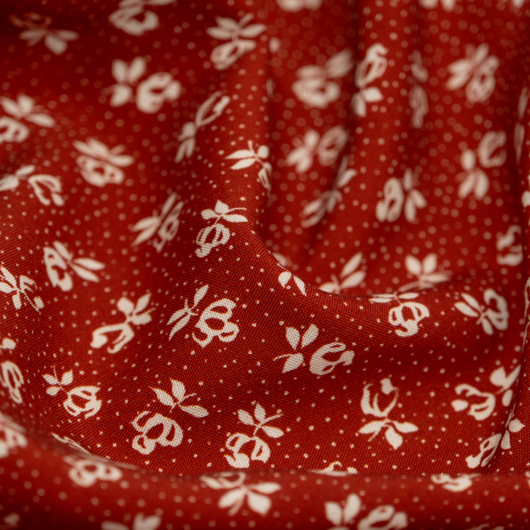 Twilight Rose Printed Viscose Challis - Madder | Blackbird Fabrics