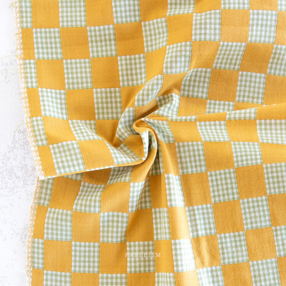 Fableism - Checkmate Checkers Cotton - Citrine | Blackbird Fabrics