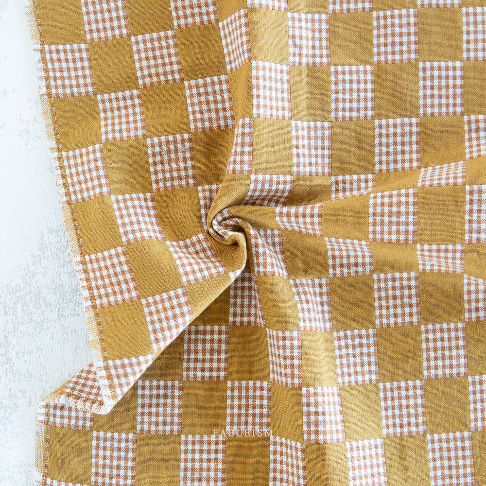 Fableism - Checkmate Checkers Cotton - Olive | Blackbird Fabrics