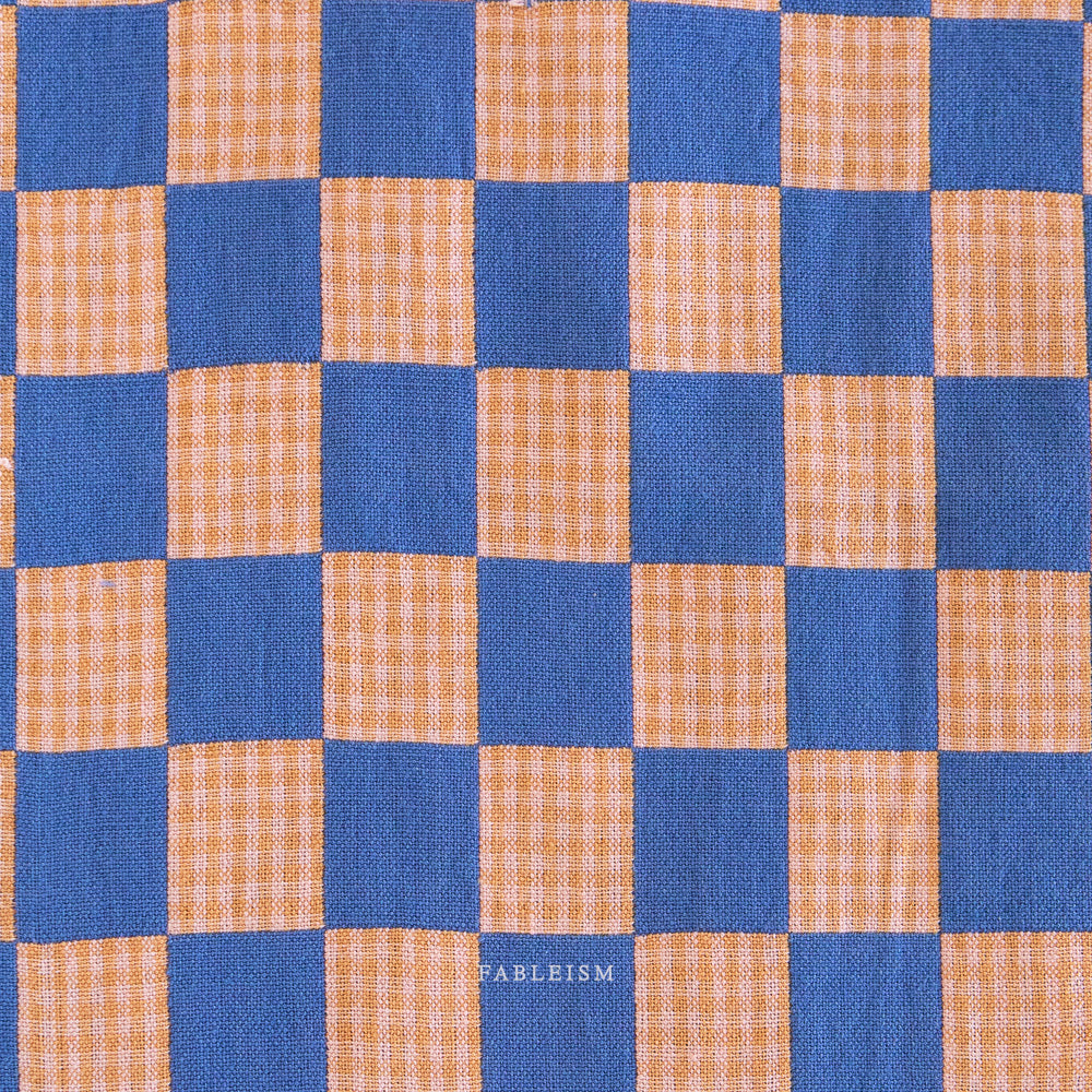 Fableism - Checkmate Checkers Cotton - Royal | Blackbird Fabrics