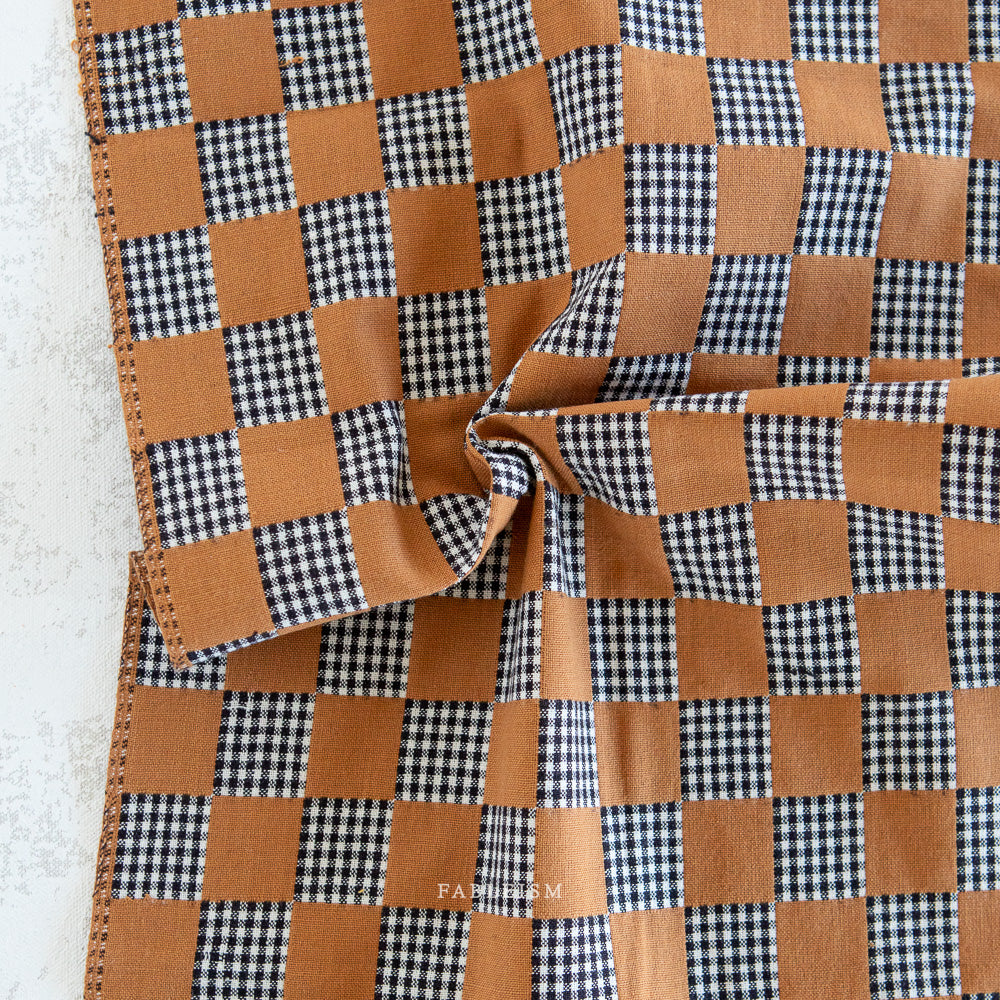 Fableism - Checkmate Checkers Cotton - Sandalwood | Blackbird Fabrics