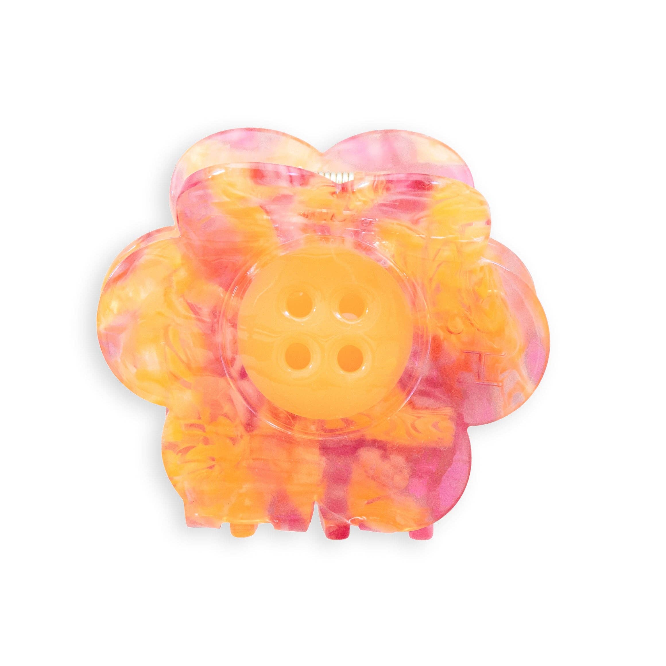 DAISY BUTTON Hair Claw Clip By Sarah Hearts - Pink/Yellow | Blackbird Fabrics
