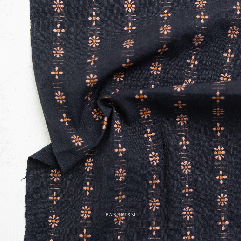 Fableism Forest Forage Daisies Cotton - Black | Blackbird Fabrics