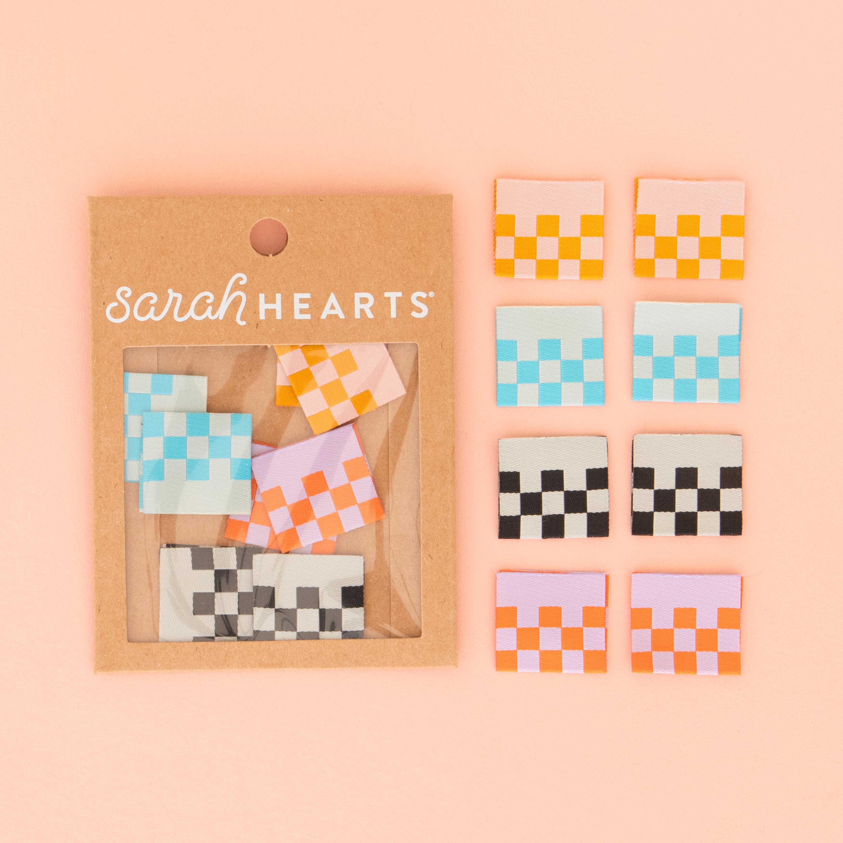 CHECKERBOARD MULTI PACK Woven Labels by Sarah Hearts | Blackbird Fabrics