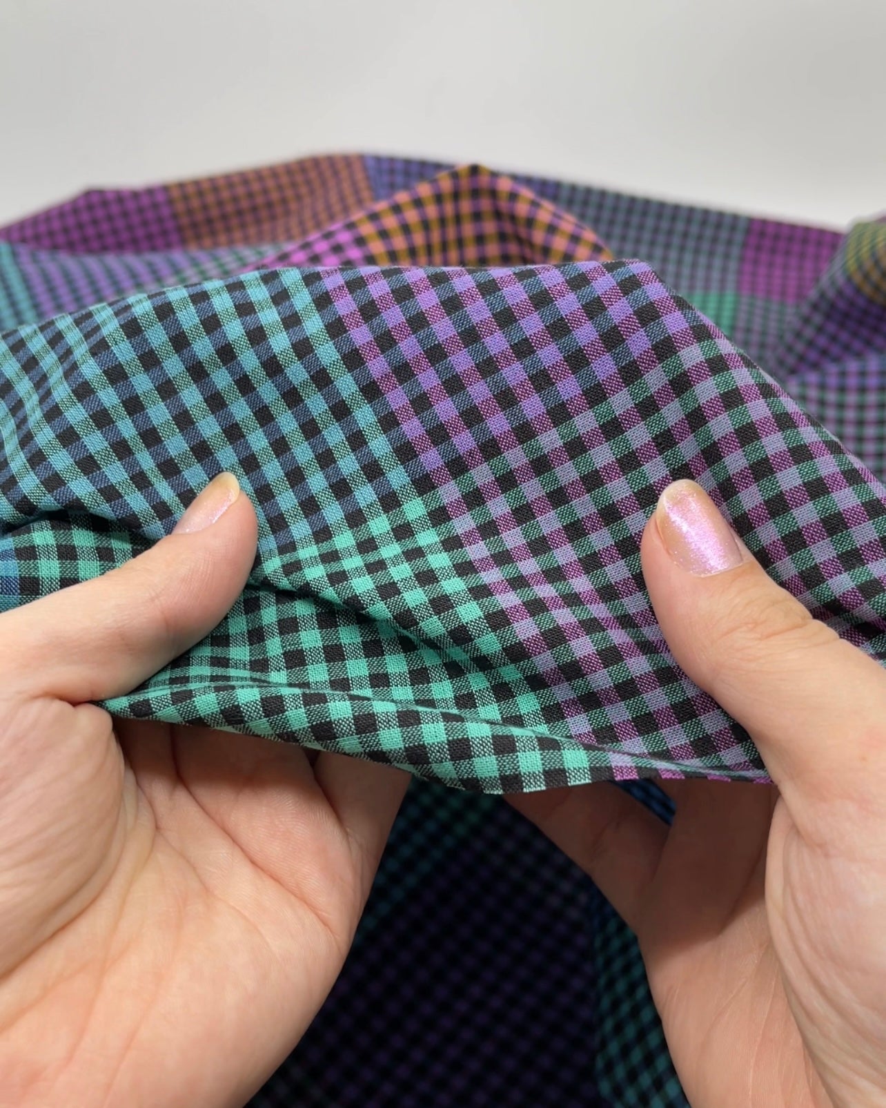 Chromatic Check Cotton Shirting | Blackbird Fabrics