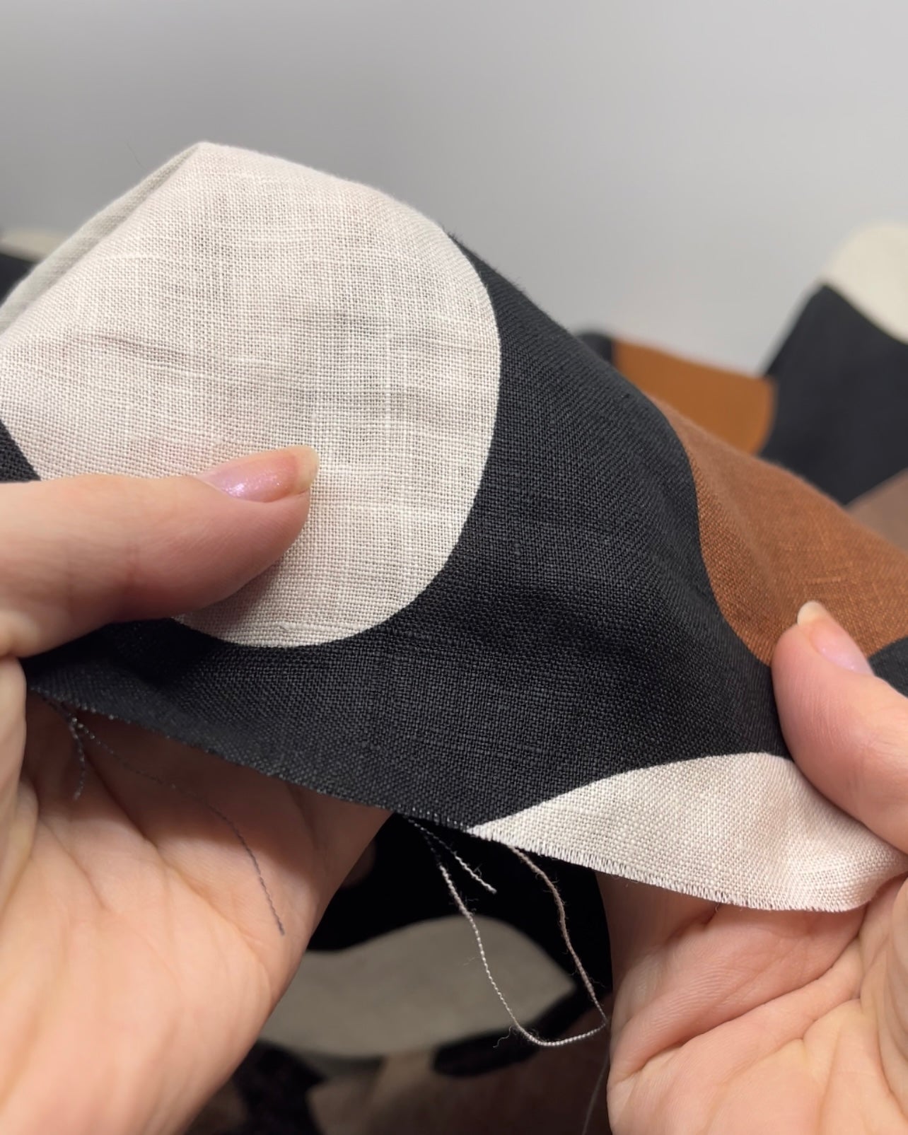 Dancing Beans Printed Linen - Black/Cinnamon/White | Blackbird Fabrics