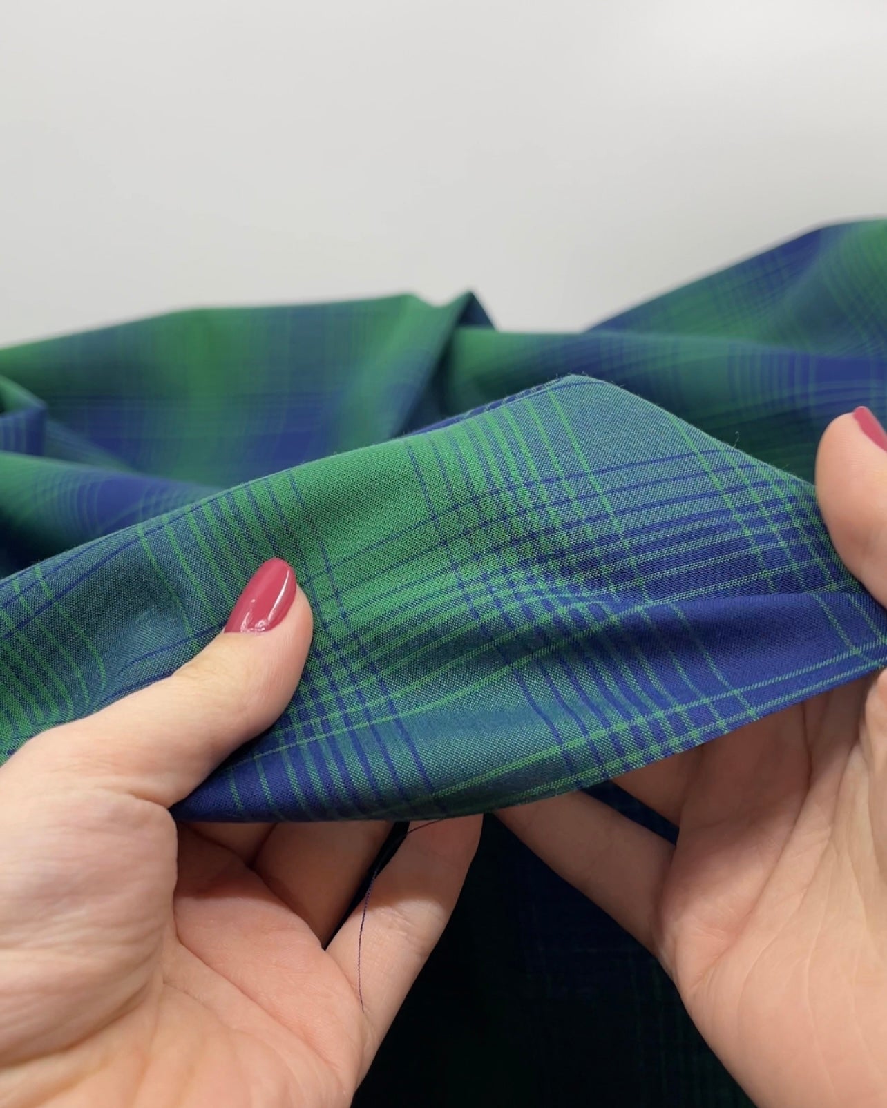 Deadstock Gradient Plaid Cotton Modal Shirting | Blackbird Fabrics