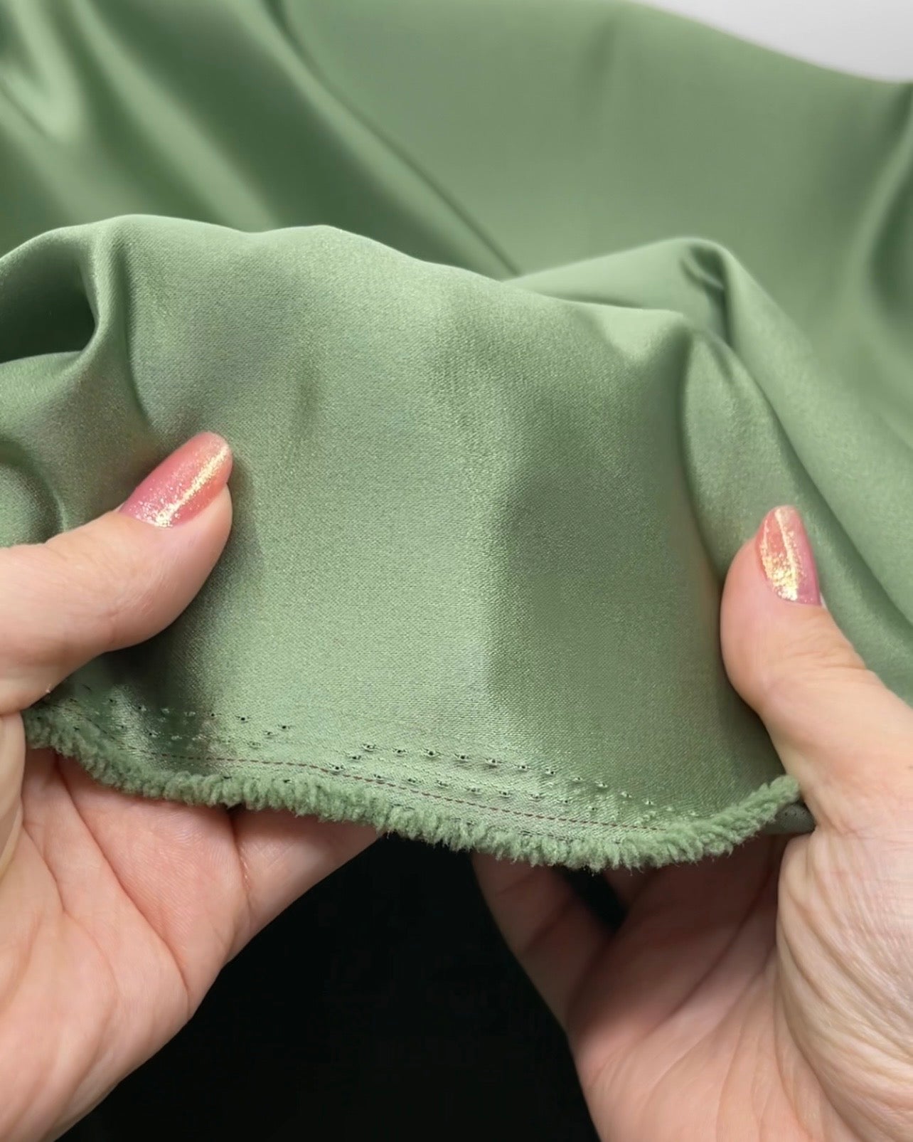 Deadstock Heavyweight Poly Satin - Leaf Green | Blackbird Fabrics