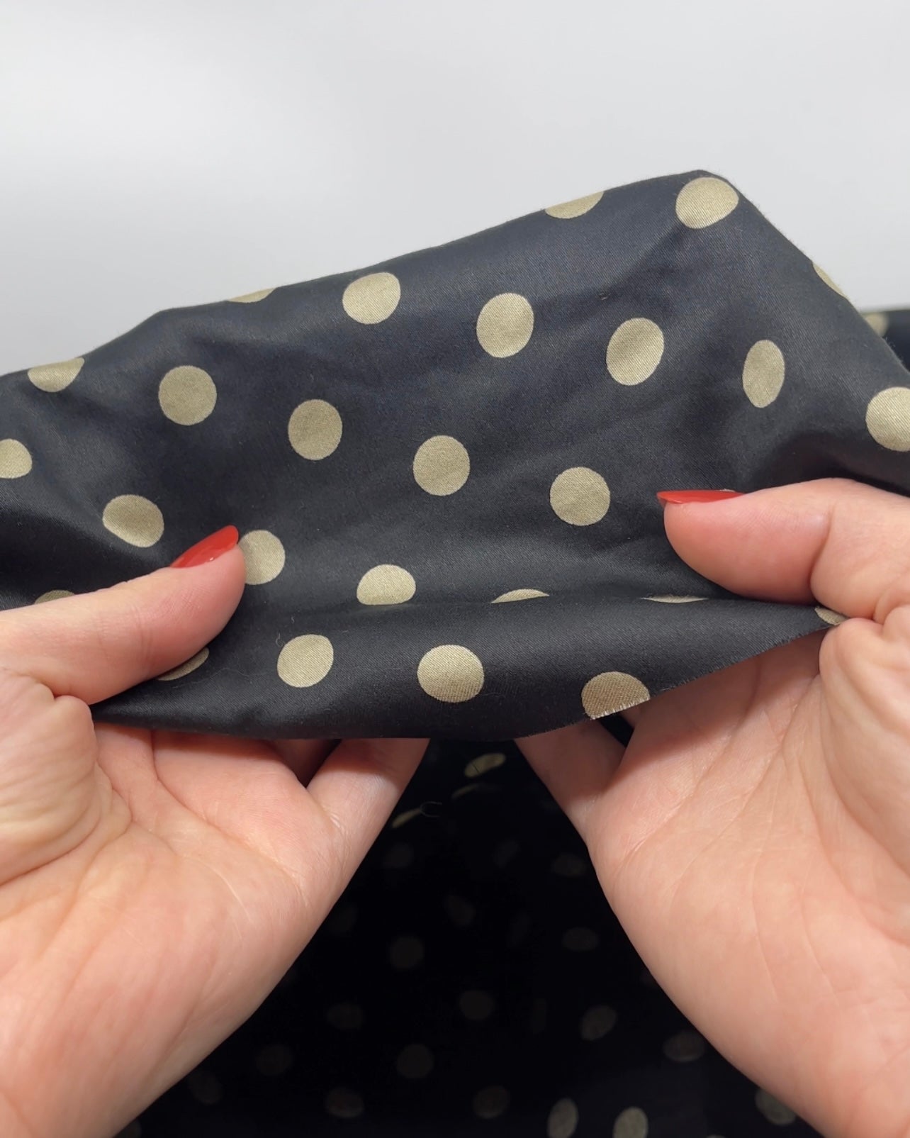 Deadstock Polka Dot Cotton Sateen - Black/Pebble | Blackbird Fabrics