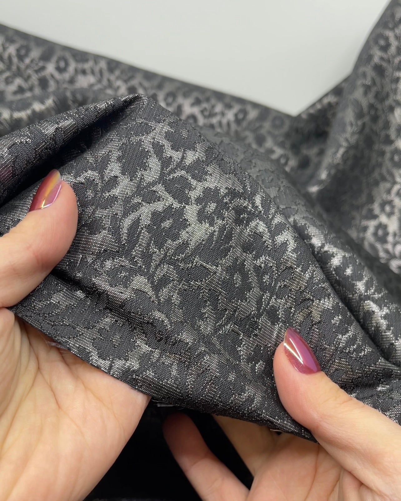 Enchanted Poly Metallic Jacquard - Silver/Charcoal | Blackbird Fabrics
