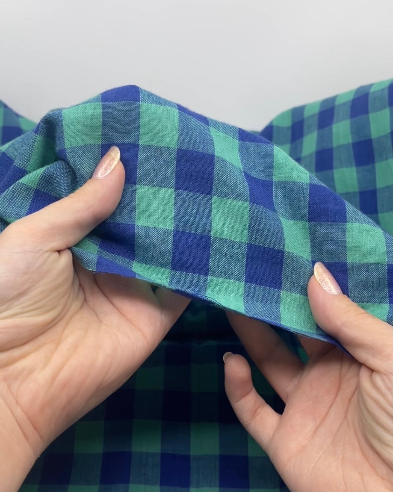 Gingham Handwoven Cotton - Blueberry/Julep | Blackbird Fabrics