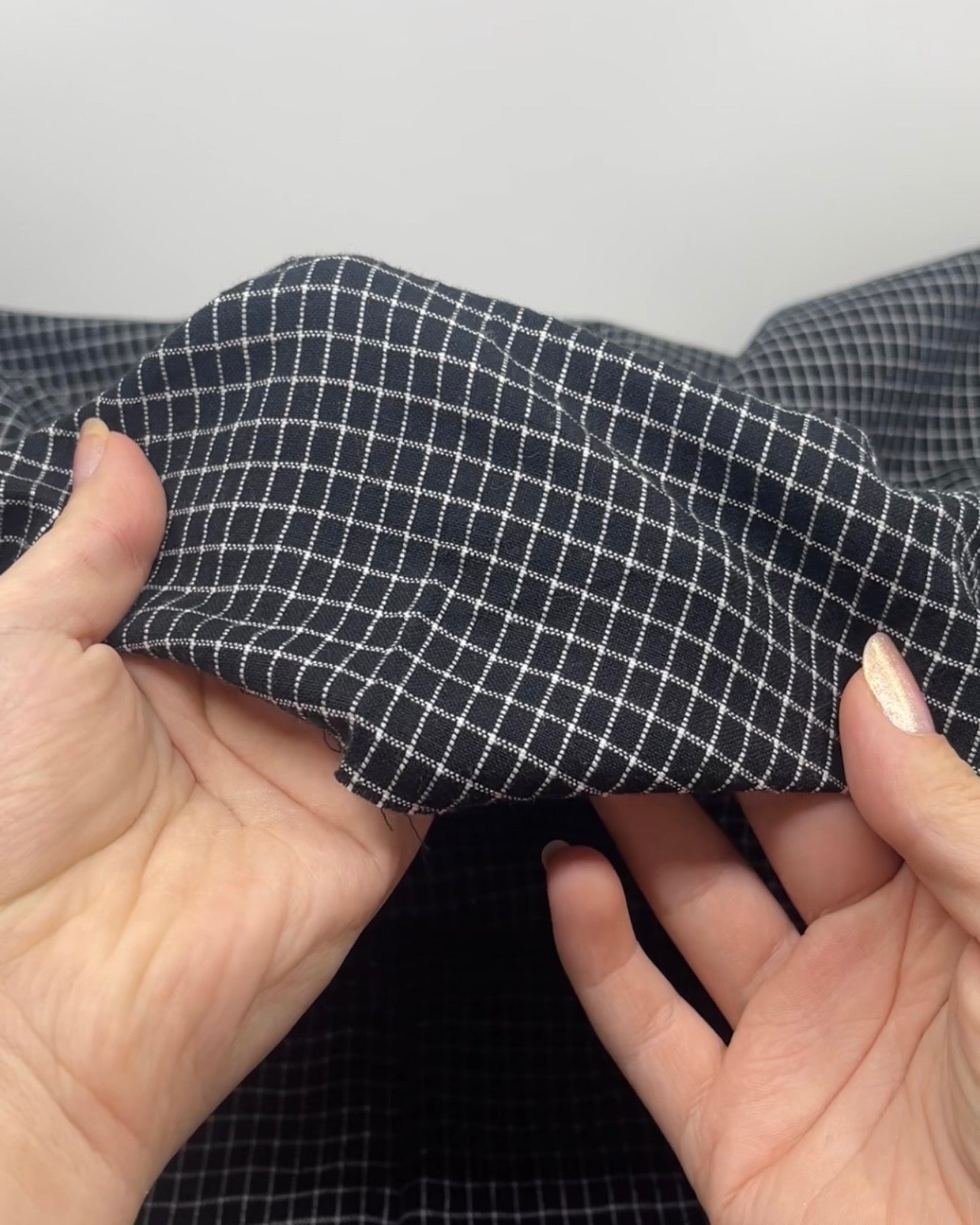 Grid Handwoven Cotton - Black/White | Blackbird Fabrics