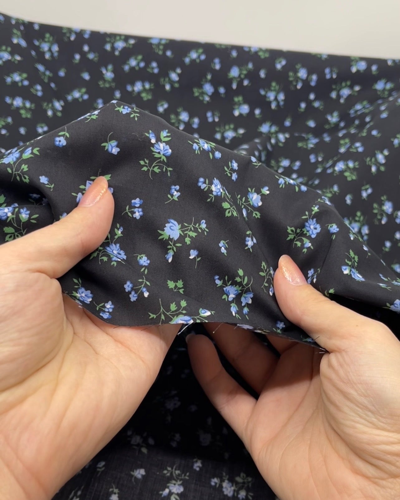 Minuet Printed Cotton Lawn - Midnight Blue/Cornflower | Blackbird Fabrics