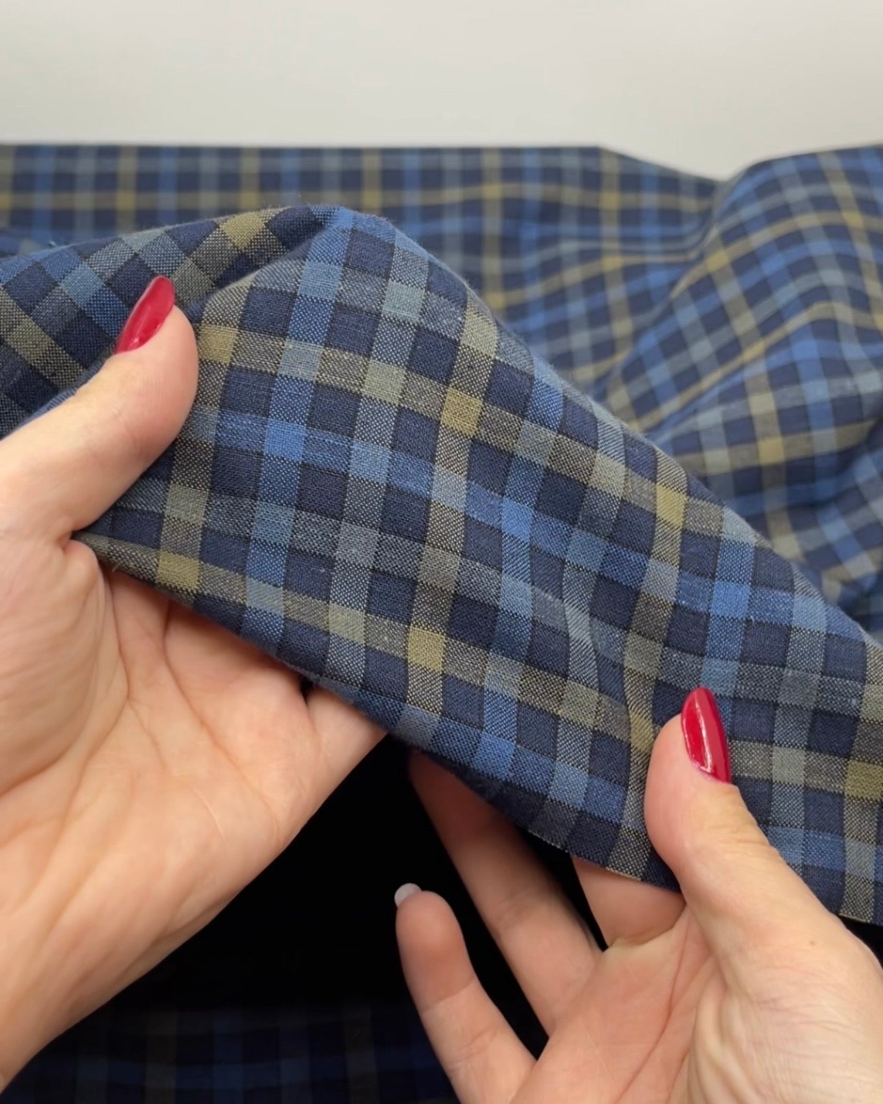 Plaid Cotton Hemp Blend - Navy/Elmwood/Multi | Blackbird Fabrics