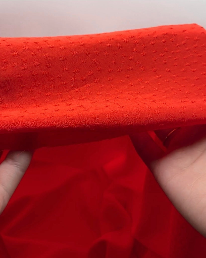 Silky Dotted Viscose Dobby - Flame | Blackbird Fabrics