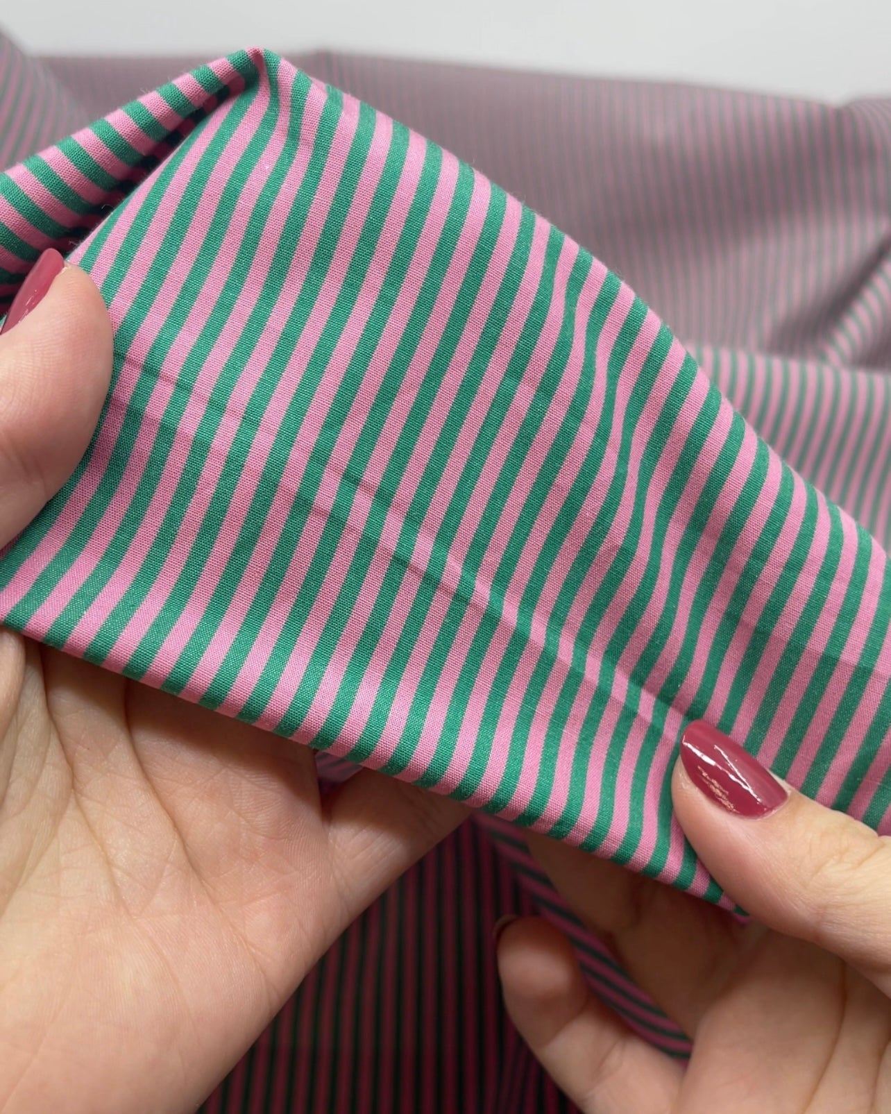 Striped Cotton Shirting - Watermelon | Blackbird Fabrics