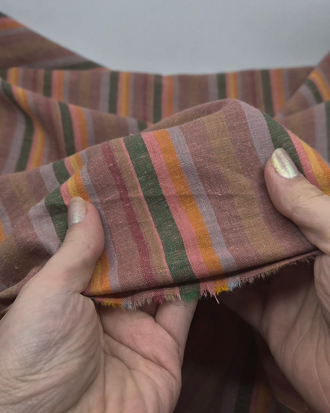 Sunset Stripe Hemp Lyocell Blend - Rosette/Multi | Blackbird Fabrics