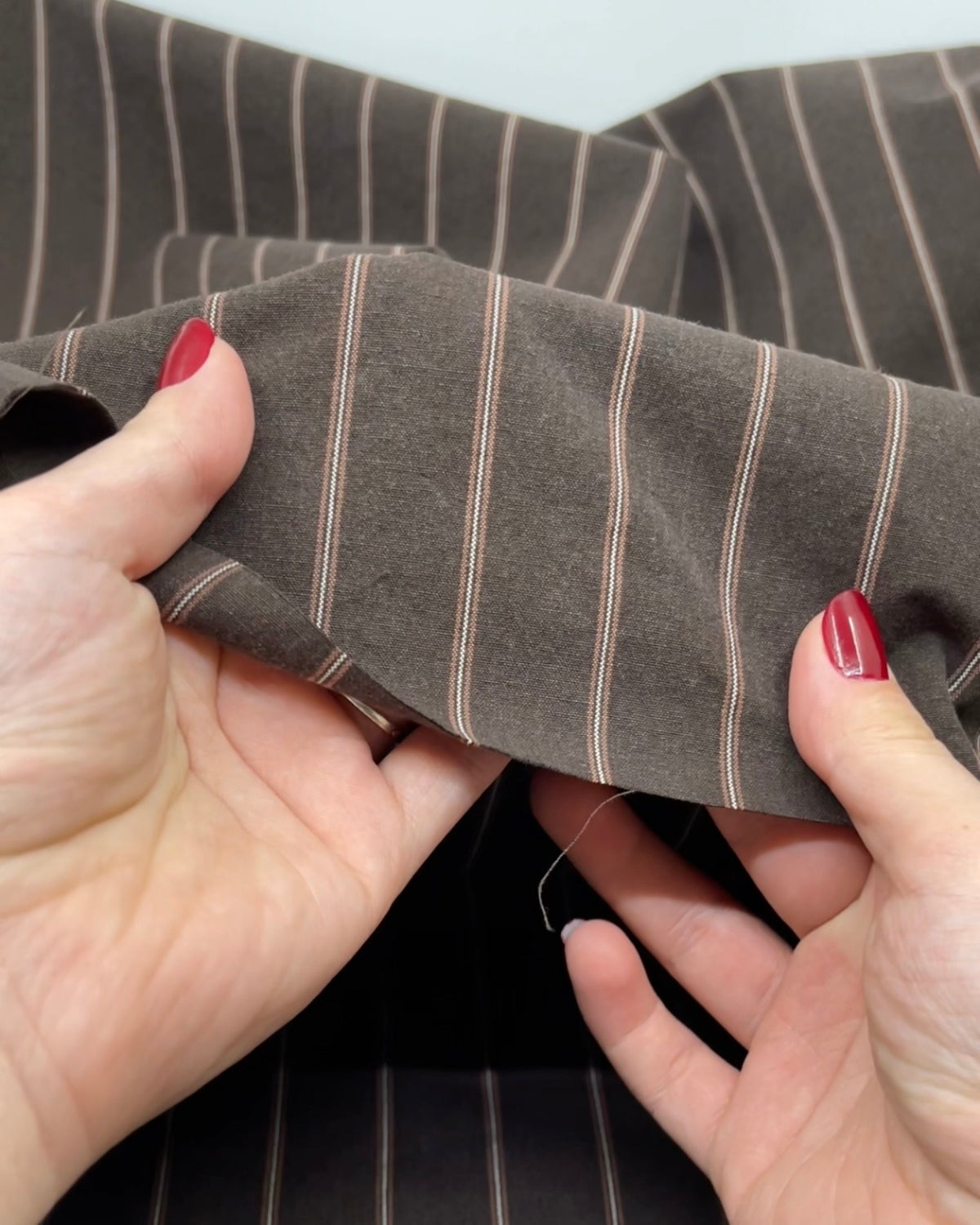 Tram Stripe Yarn Dyed Softened Organic Cotton *Imperfect - Dark Chocolate | Blackbird Fabrics