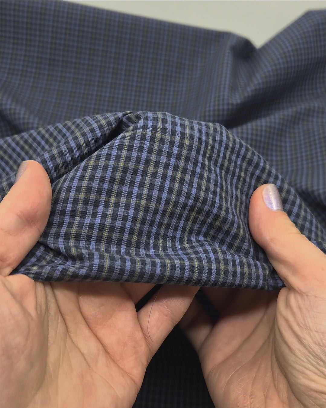 Vista Mini Plaid Cotton Shirting - Dark Denim/Cornflower/Wheat | Blackbird Fabrics