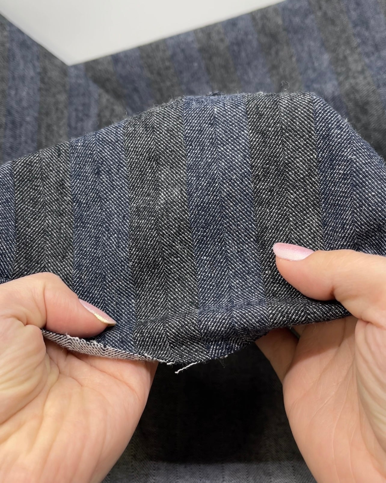 Wide Stripe Linen Cotton Chambray Denim | Blackbird Fabrics