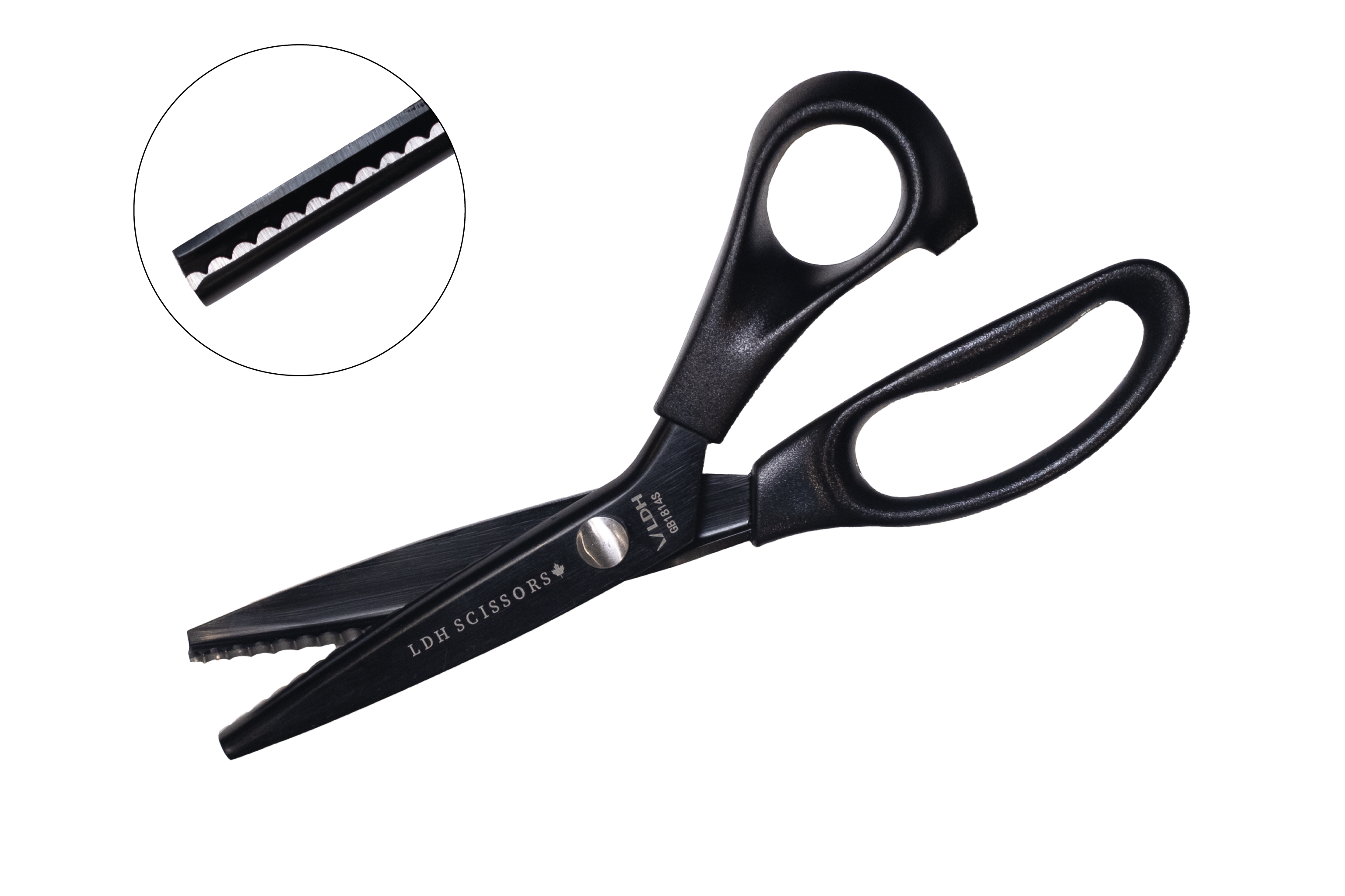 Midnight Edition Lightweight Pinking Shears - Scalloped Blade - LDH Scissors | Blackbird Fabrics